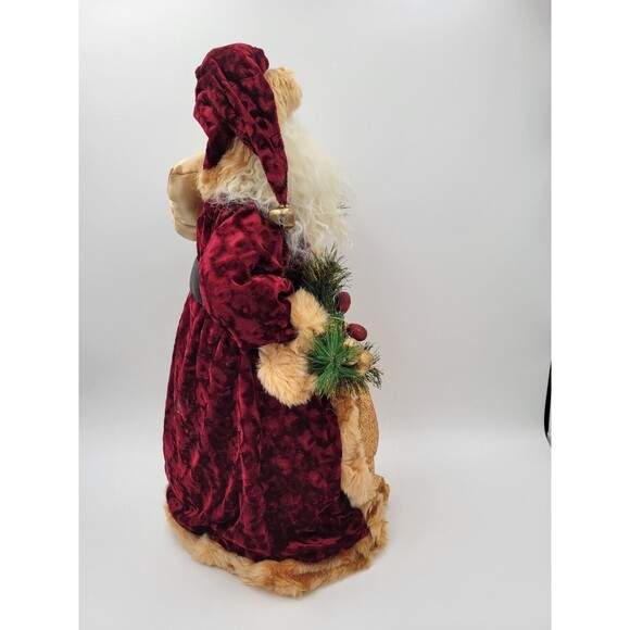 Large Santa figure or tree topper 21" Old world style gold & dark red - Picture 4 of 12